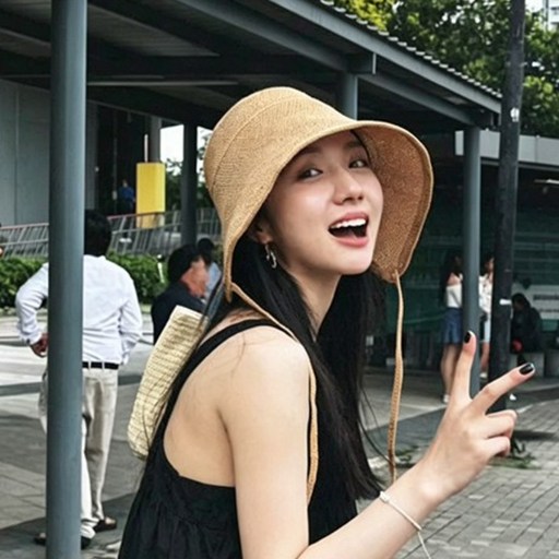 꽃소담 여성 라탄 턱끈 버킷햇 데일리 바스락 밀짚모자 벙거지 여름 바캉스 햇빛차단 여름모자 휴가 여행 HZHF3948