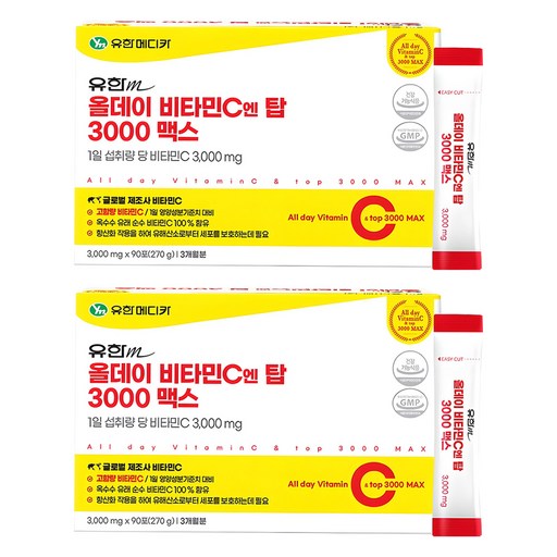 유한메디카 올데이 비타민C 엔 탑 3000 맥스 90p, 270g, 2개