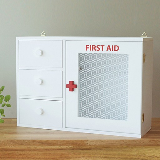 [원진엘앤비] 국산/화이트 우드 약장 구급함 First aid kit 약상자 약장함