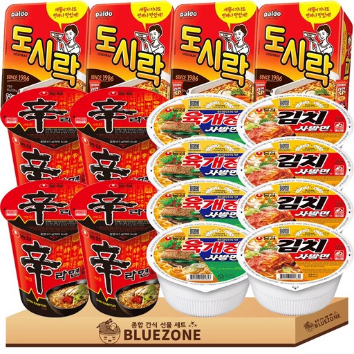 소컵라면 C세트 육개장사발면4개 김치사발면4개 왕뚜껑미니4개 도시락4개 라면스틱4개