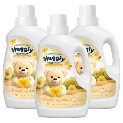 허글리 초고농축 섬유유연제 허글리선샤인, 3개, 3L